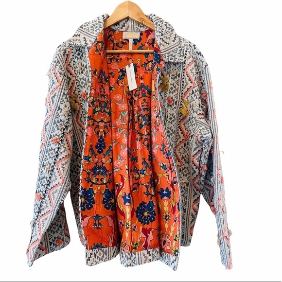 ANTHROPOLOGIE Verb Kellianne Bohemian Rug Tasseled Shirt Jacket Size L NEW - Picture 10 of 15
